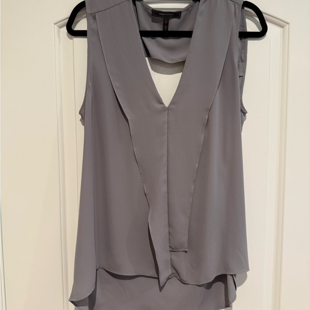 BCBG Gray Sleeveless V-Neck Women's Top